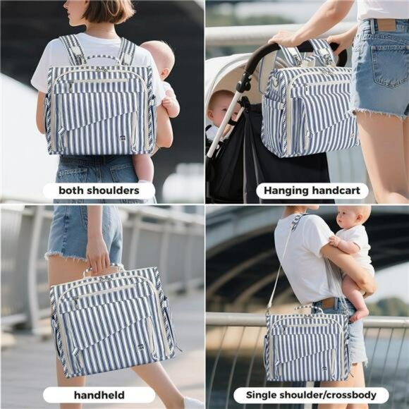 Large Diaper Bag Tote Baby Travel Bag with Stroller Straps Bottle Pockets - Picture 5 of 7